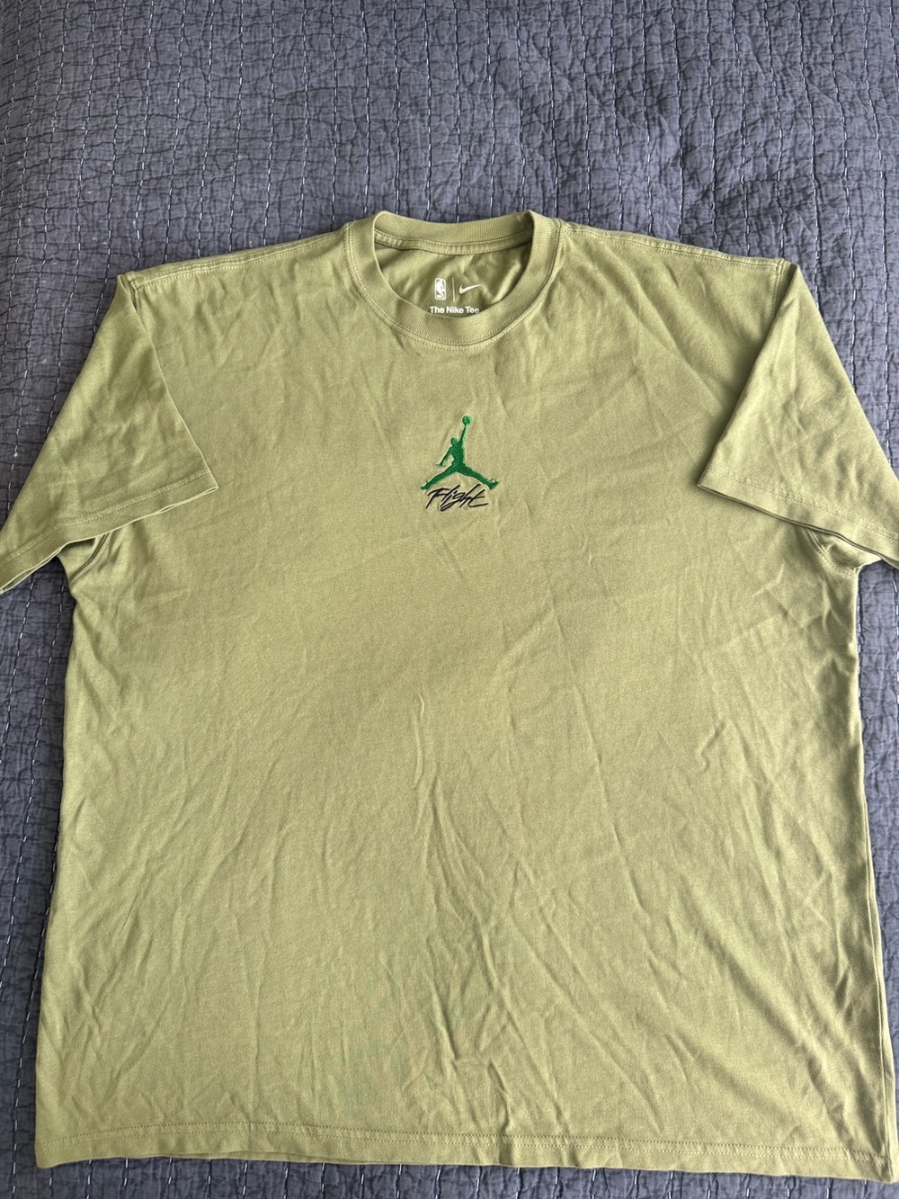 Jordan Olive Green Short Sleeve Tee with Green Jumpman